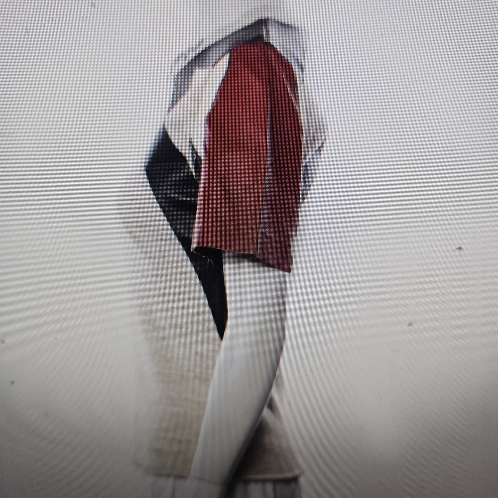Louis Vuitton Colorblock Short Sleeve Knit Top in Gray, Black & Burgundy - Picture 2 of 5